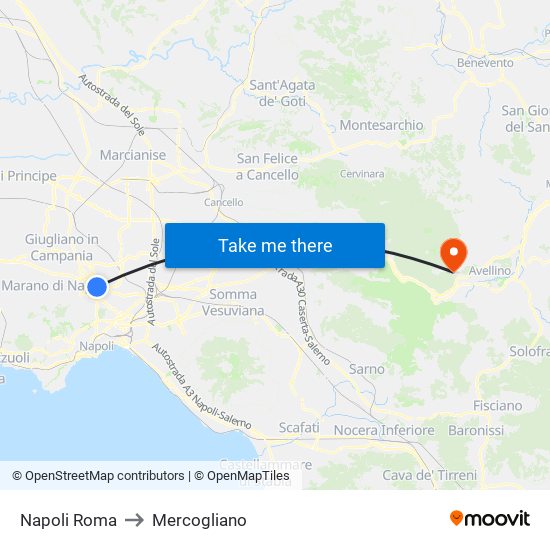 Napoli Roma to Mercogliano map