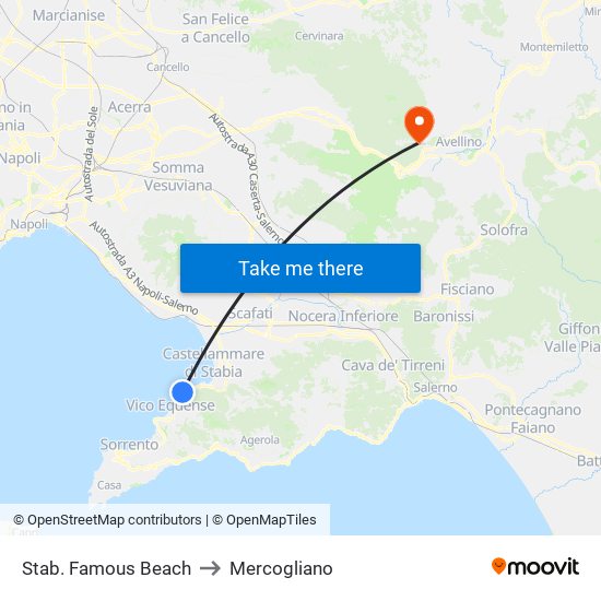 Stab. Famous Beach to Mercogliano map