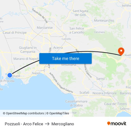 Pozzuoli - Arco Felice to Mercogliano map