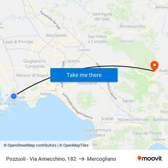 Pozzuoli - Via Annecchino, 182 to Mercogliano map