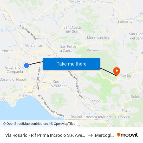 Via Rosario - Rif Prima Incrocio S.P. Aversa-Caivano to Mercogliano map