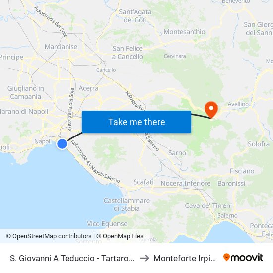 S. Giovanni A Teduccio - Tartarone to Monteforte Irpino map