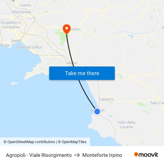 Agropoli - Viale Risorgimento to Monteforte Irpino map