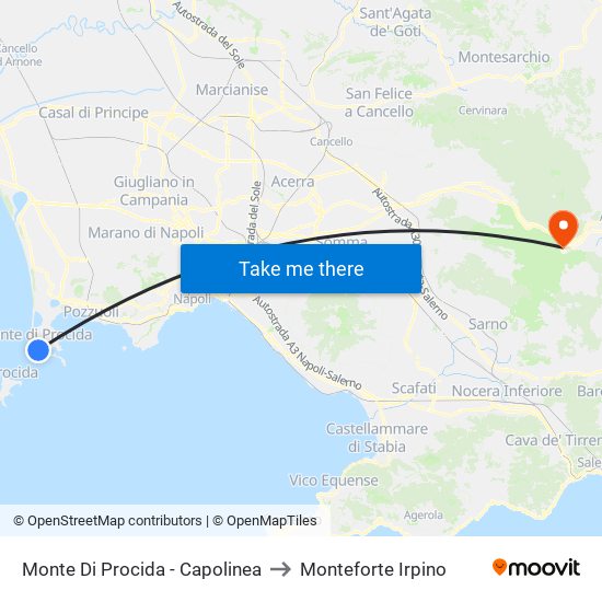 Monte Di Procida - Capolinea to Monteforte Irpino map