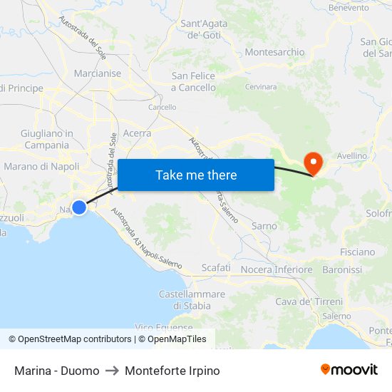 Marina - Duomo to Monteforte Irpino map