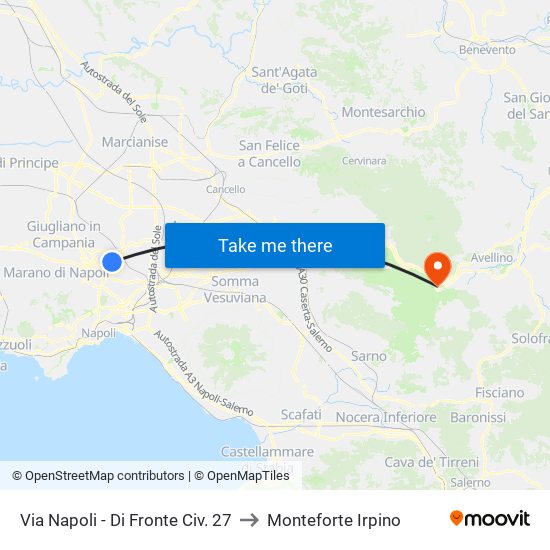 Via Napoli - Di Fronte Civ. 27 to Monteforte Irpino map