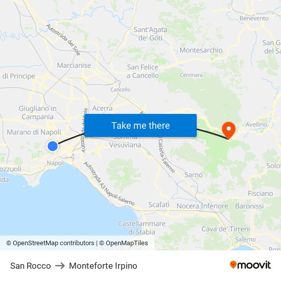 San Rocco to Monteforte Irpino map