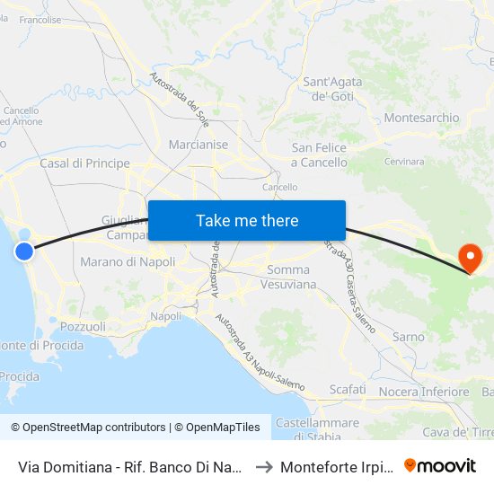 Via Domitiana - Rif. Banco Di Napoli to Monteforte Irpino map