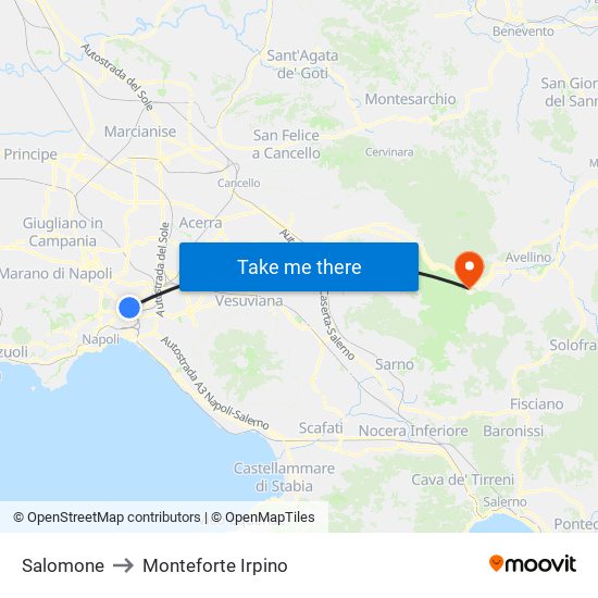 Salomone to Monteforte Irpino map
