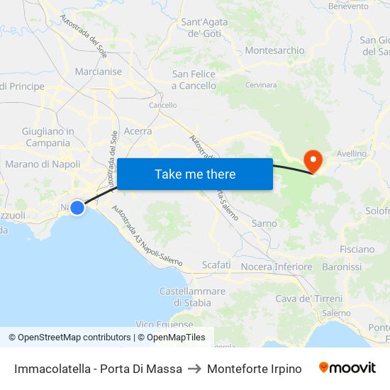Immacolatella - Porta Di Massa to Monteforte Irpino map
