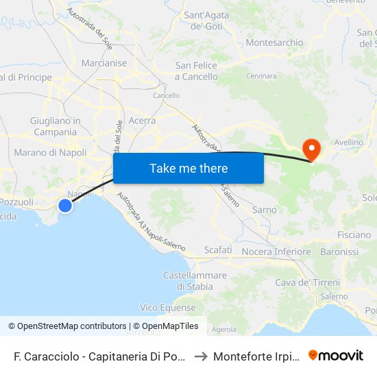 F. Caracciolo - Capitaneria Di Porto to Monteforte Irpino map