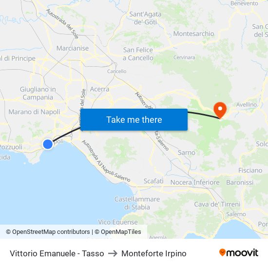 Vittorio Emanuele - Tasso to Monteforte Irpino map