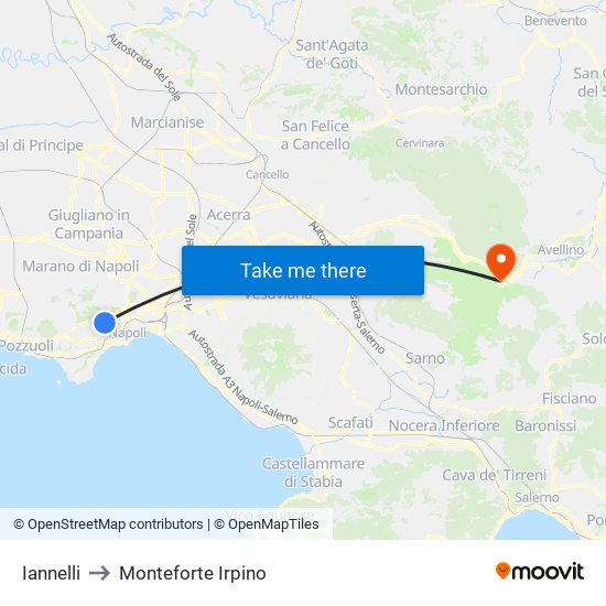 Iannelli to Monteforte Irpino map