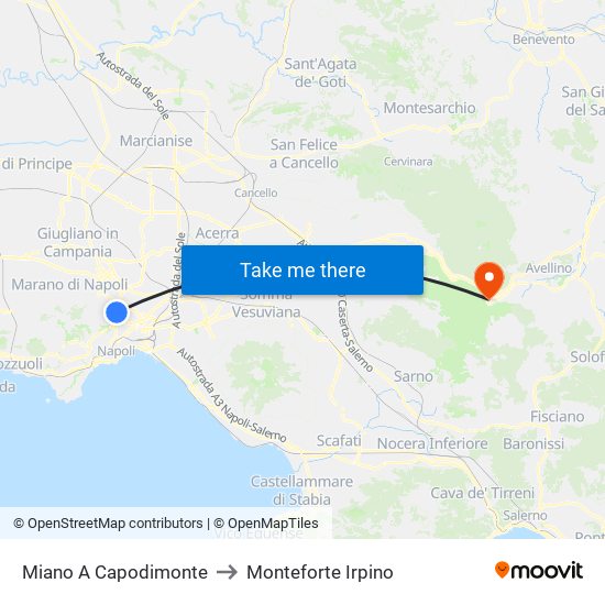 Miano A Capodimonte to Monteforte Irpino map