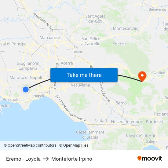 Eremo - Loyola to Monteforte Irpino map