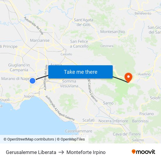 Gerusalemme Liberata to Monteforte Irpino map