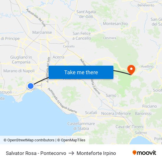 Salvator Rosa - Pontecorvo to Monteforte Irpino map
