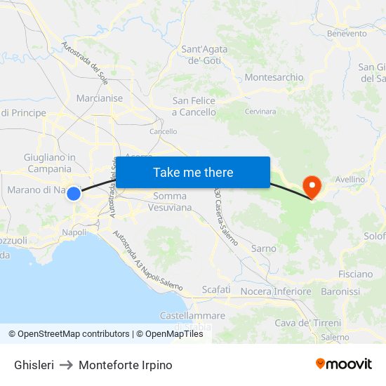 Ghisleri to Monteforte Irpino map