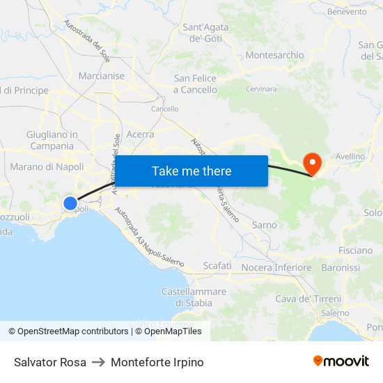 Salvator Rosa to Monteforte Irpino map