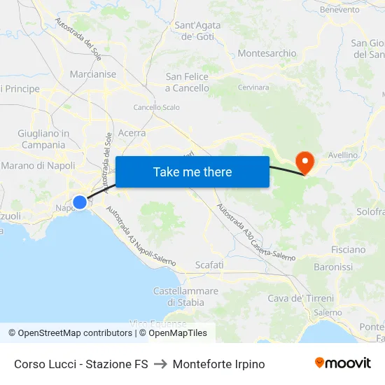 Lucci Avenue - Railway Station to Monteforte Irpino map