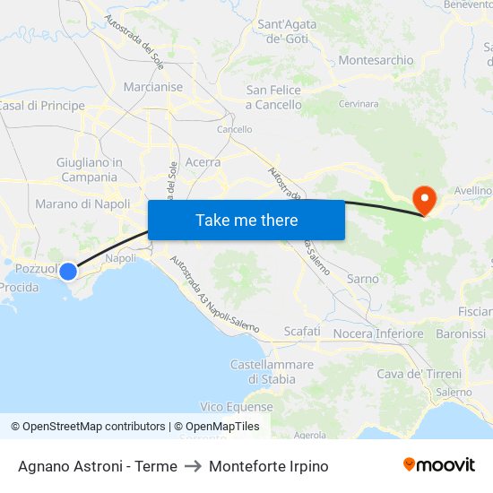 Agnano Astroni - Terme to Monteforte Irpino map