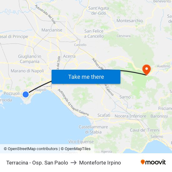 Terracina - Osp. San Paolo to Monteforte Irpino map