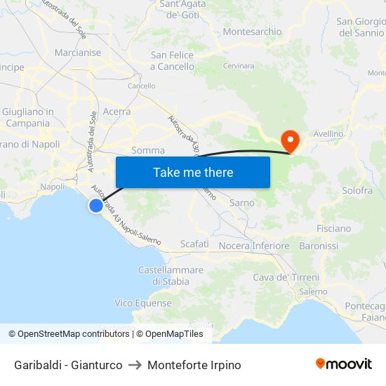 Garibaldi - Gianturco to Monteforte Irpino map