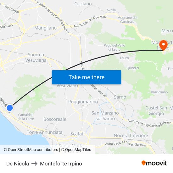 De Nicola to Monteforte Irpino map