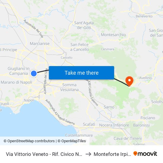 Via Vittorio Veneto - Rif. Civico N° 52 to Monteforte Irpino map