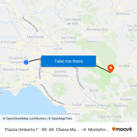 Piazza Umberto I° - Rif. Alt. Chiesa Maria Ss. Assunta In Cielo to Monteforte Irpino map