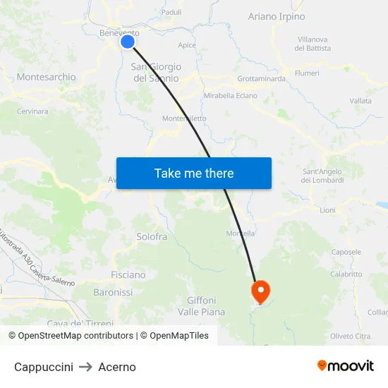 Cappuccini to Acerno map