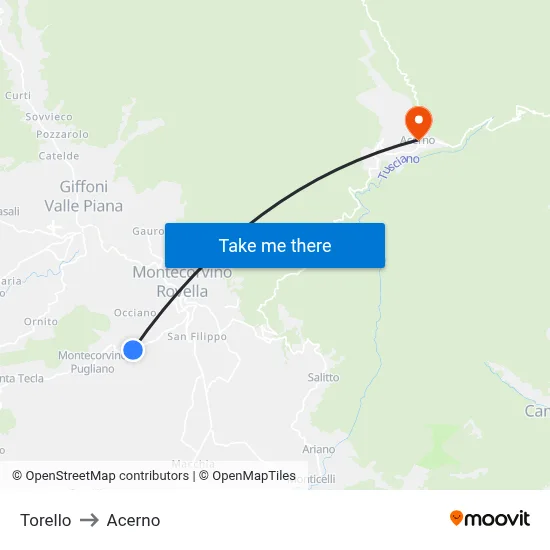 Torello to Acerno map