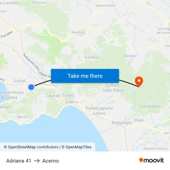 Adriana 41 to Acerno map