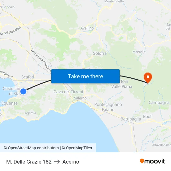 Madonna delle Grazie 182 to Acerno map