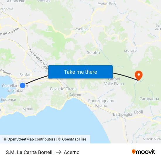 Santa Maria La Carita Borrelli to Acerno map