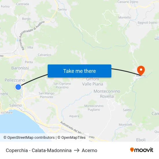 Coperchia - Madonnina Descent to Acerno map