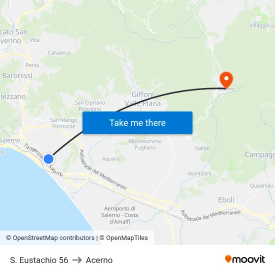 St. Eustachio 56 to Acerno map