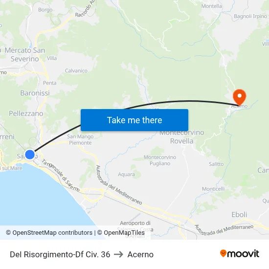Risorgimento - Opposite Building 36 to Acerno map