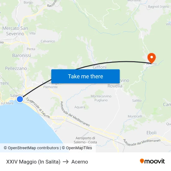 XXIV May (Uphill) to Acerno map