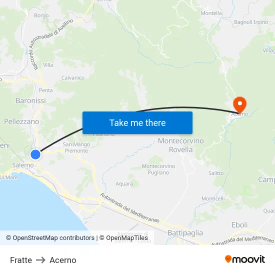 Fratte to Acerno map