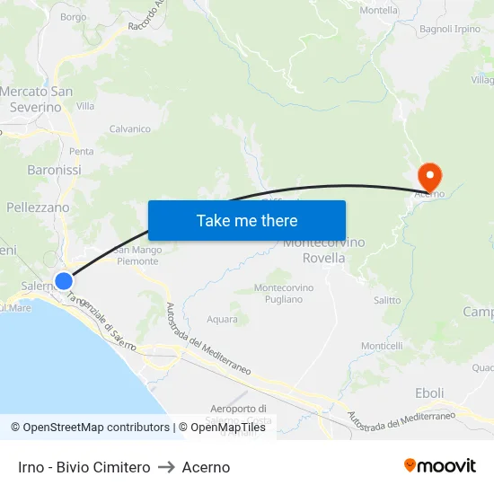 Irno - Cemetery Junction to Acerno map
