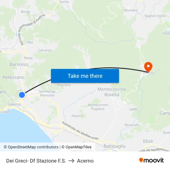 Dei Greci - Railway Station to Acerno map
