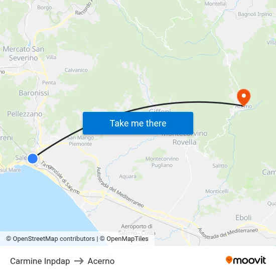 Carmine INPDAP to Acerno map