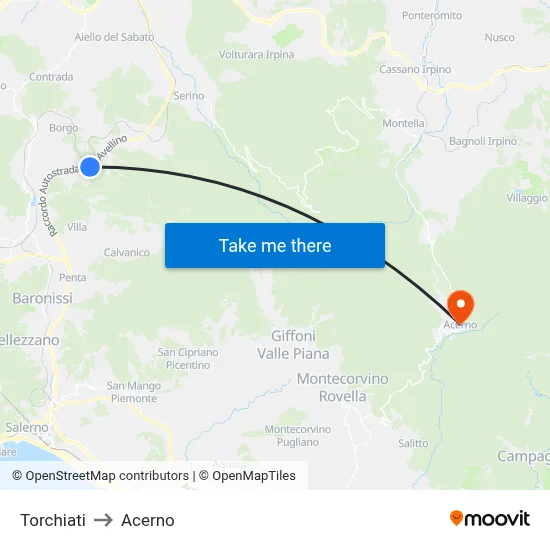 Torchiati to Acerno map