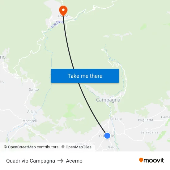 Campagna Crossroads to Acerno map