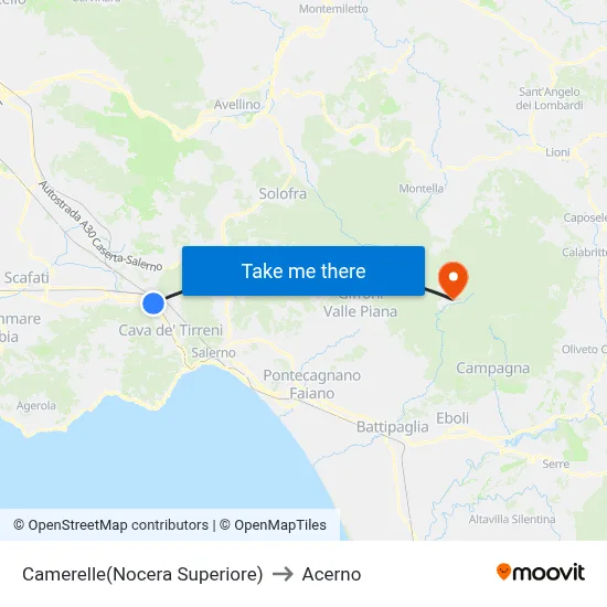 Camerelle (Nocera Superiore) to Acerno map