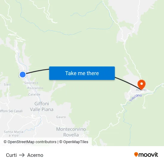 Curti to Acerno map