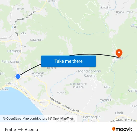 Fratte to Acerno map