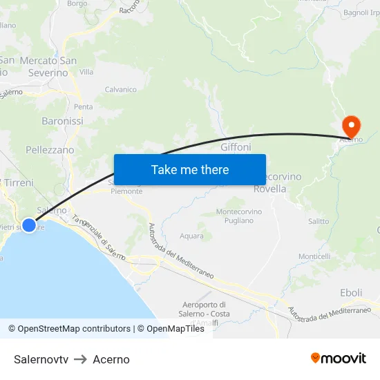 Salernovtv to Acerno map