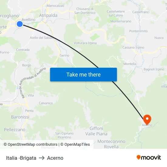 Italia-Brigata to Acerno map